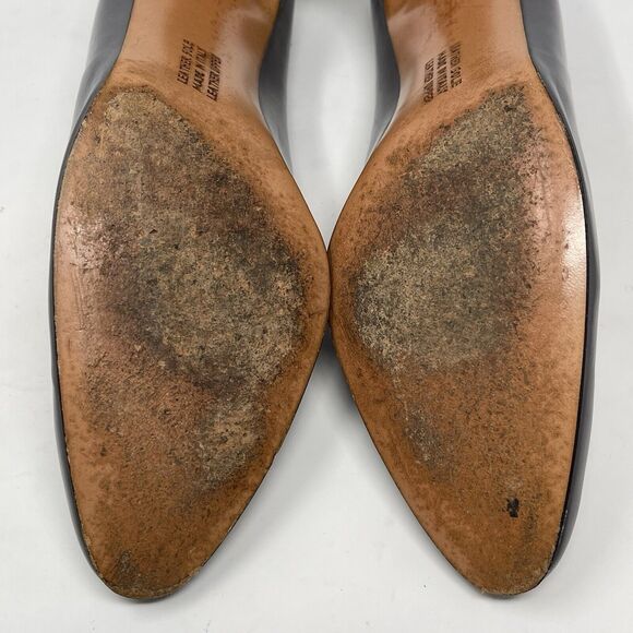 Salvatore Ferragamo Shoes Womens 10 AAA Narrow Gray Leather Pumps Made in Italy - Picture 14 of 16